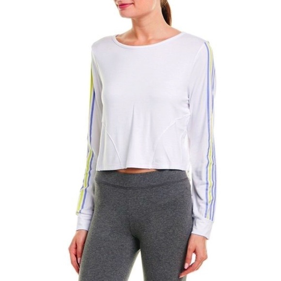 SPLENDID Top Vented Slit Back White Rayon Fitness Tee Athletic Workout Yoga - Picture 9 of 11
